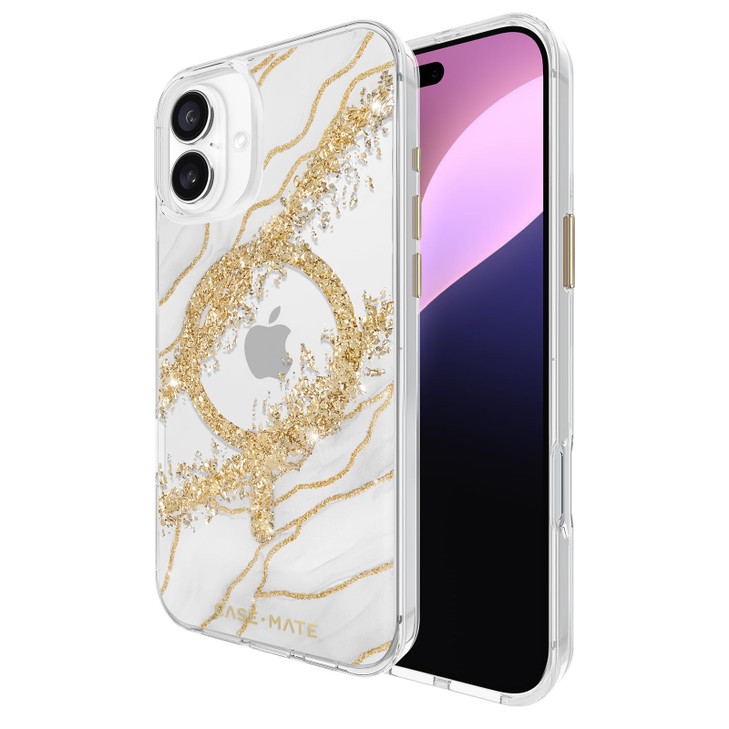 CaseMate iPhone 16 Plus Case Compatible with MagSafe Stylish Marble Phone Case with 12ft Drop Protection Premium Magneti