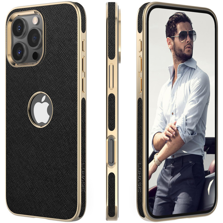 LOHASIC for iPhone 16 Pro Max Case Leather Slim Soft Designer Cover with Logo Cutout Classic Aesthetic Minimalist iPhone