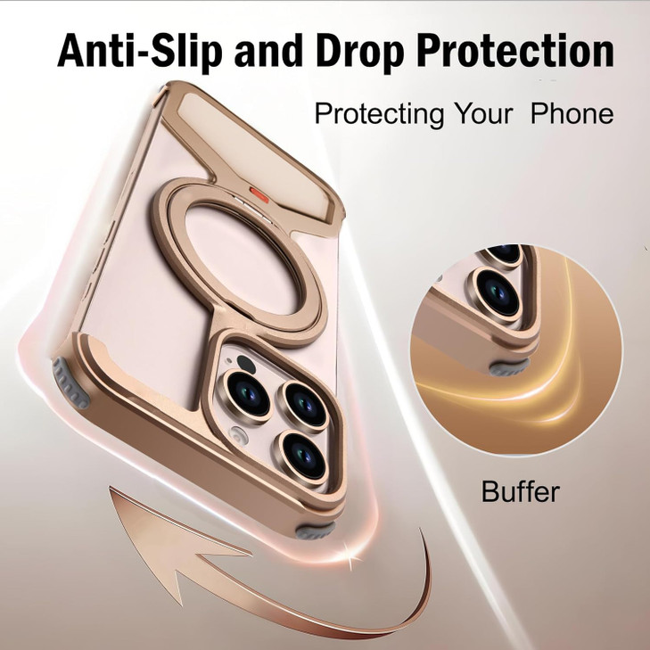 Frameless Case for iPhone 16 Pro 63360 Rotatable Ring Kickstand Minimalist Aluminum Metal Bumper Magnetic Phone Case Sli