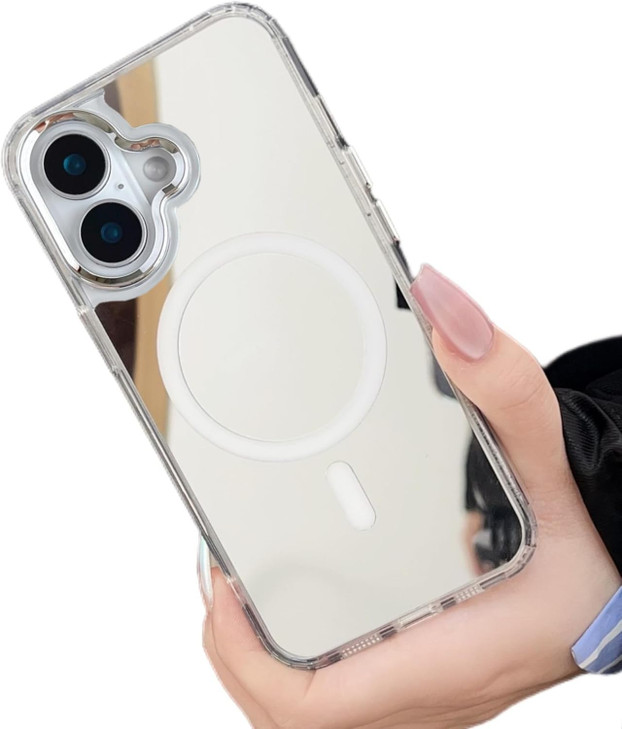 YTanazing Mirror Magnetic Case for iPhone 16 Plus Compatible with MagSafe Cute Glass Glossy Mirror Back Case for Women G