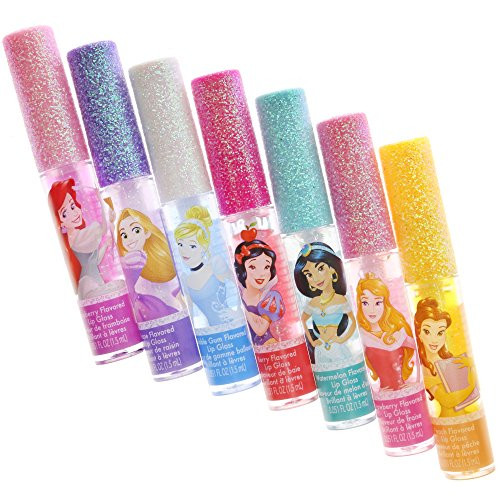 TownleyGirl Disney Princess Super Sparkly Lip Gloss Set, 0.05 Fl Oz (Pack of 7)