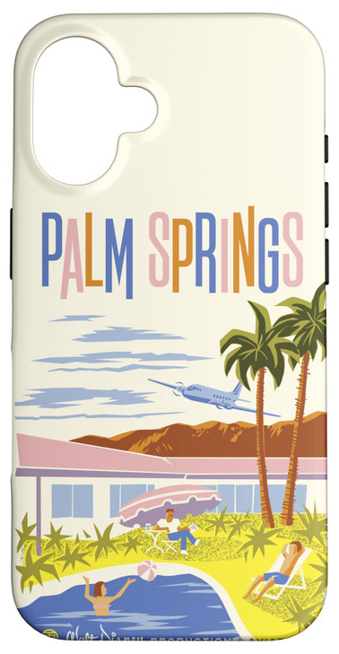 iPhone 16 Mickey Mouse One Walts Plane Travel Poster Palm Springs Case