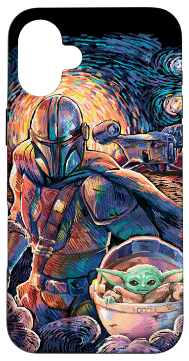 Star Wars The Mandalorian Grogu Starry Night Van Gogh Case for iPhone 16 Plus