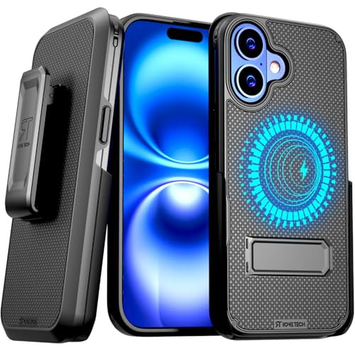 Designed for Apple iPhone 16 Plus Case with Belt Clip Holster Compatible with MagSafe Magnetic Heavy Duty Phone Cover wi