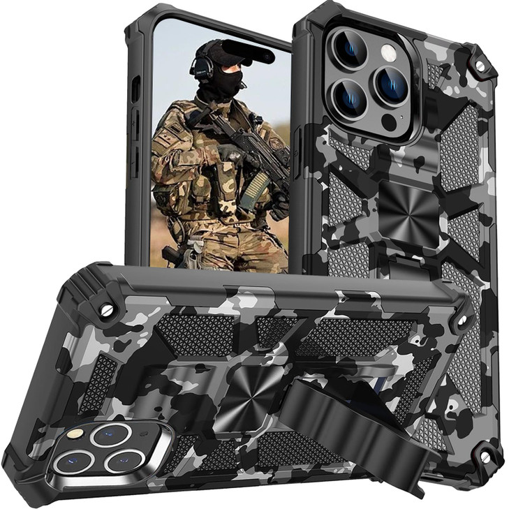 Fofvccv Camouflage Case for iPhone 16 Pro 63 with Kickstand Military Grade Shockproof Protective Cover Rugged Armor Phon