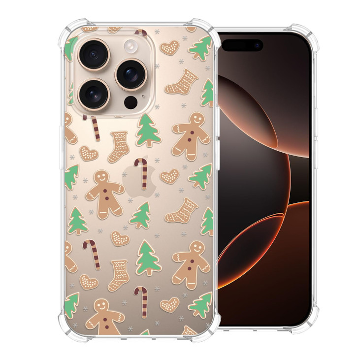 CAROKI Christmas Phone Case for iPhone 16 Pro Max Clear Soft Flexible TPU Protective Case with Gingerbread Man Design An