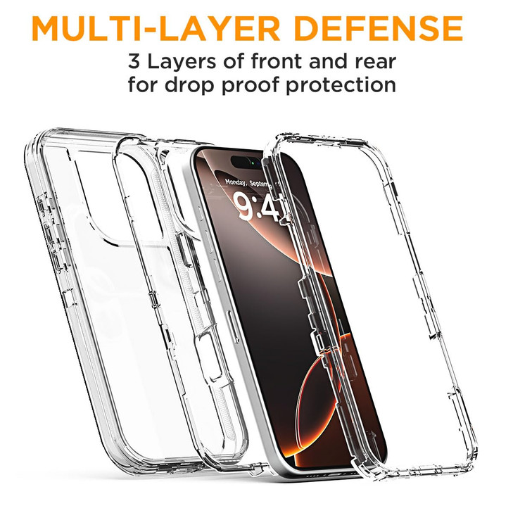 AICase for iPhone 16 Pro Case Clear 3 in 1 Heavy Duty Drop Protection Full Body Rugged ShockproofDust Proof 3Layer Milit
