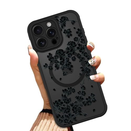 OOK Case for iPhone 16 Pro Max 69 Inch Compatible with MagSafe Floral Flowers Design Translucent Phone Cover Soft TPU Ha