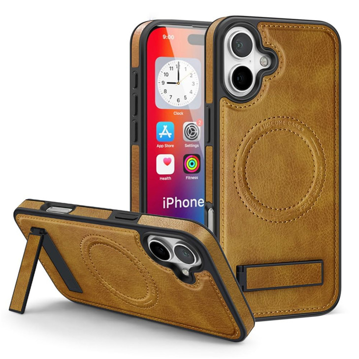 Lunivop Compatibility with iPhone 16 Case Magnetic Kickstand Compatible with Magsafe Wireless Charging PU Leather Stand