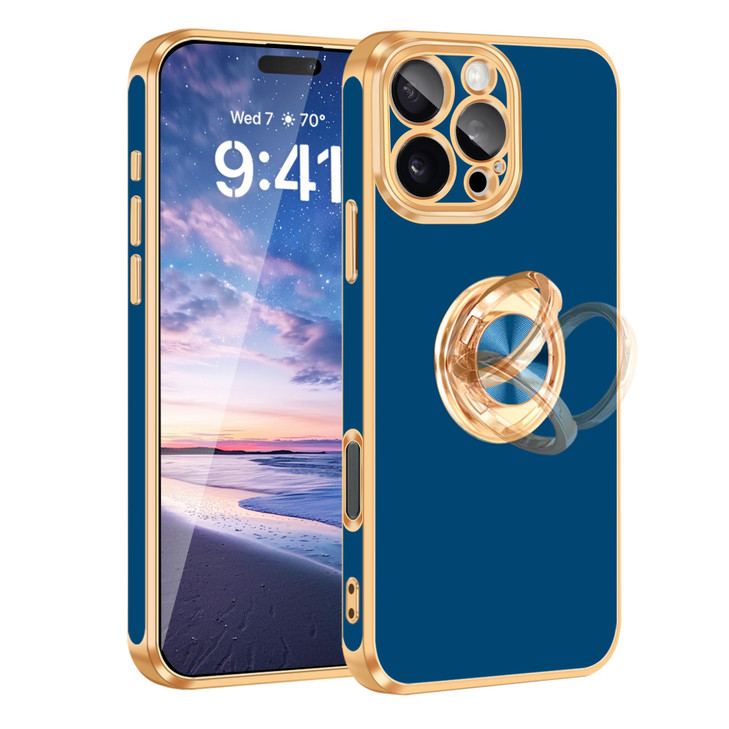 Fingic for iPhone 16 Pro Phone Casewith 360Ring HolderSupport Magnetic Car MountCute Kickstand Slim Women Girls Nonslip