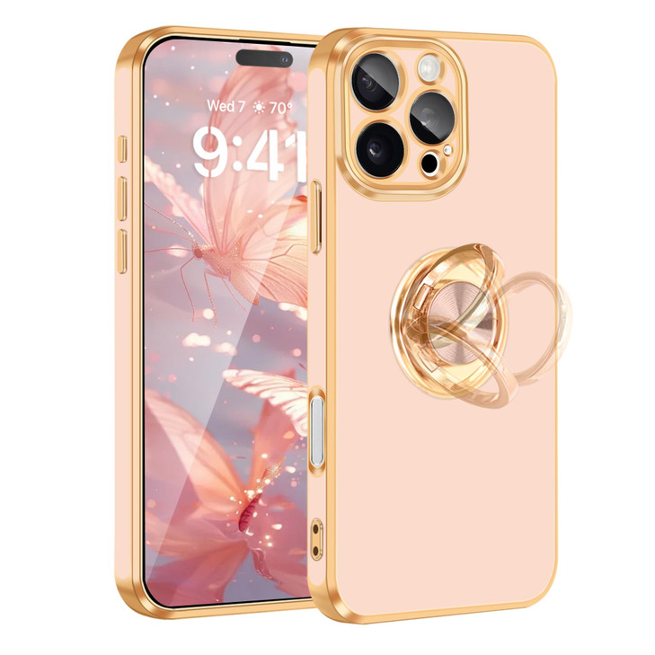 Fingic for iPhone 16 Pro Max Phone Casewith 360Ring HolderSupport Magnetic Car MountCute Kickstand Slim Women Girls Nons