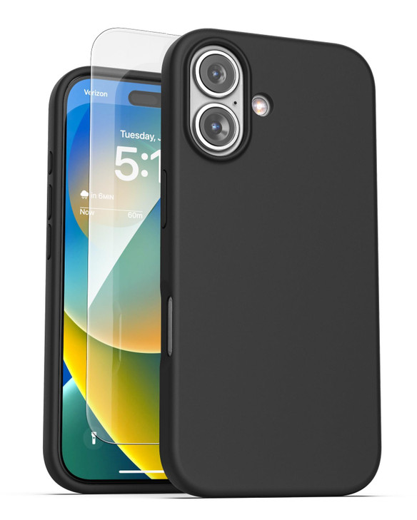 ENCASED for iPhone 16 Plus Silicone Case with Screen Protector SilkTouch Magnetic Grip Cover Compatible with MagSafe Mat