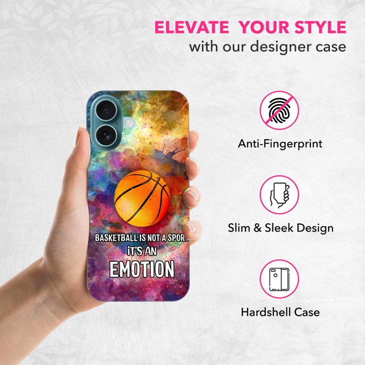 SuzaCase Back Case for iPhone 16 iPhone 16 Case with Stylish Basketball Watercolor Splashed Design Printed Cute Sleek Du