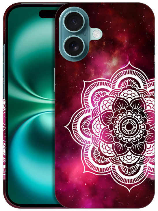 SuzaCase Back Case for iPhone 16 iPhone 16 Case with Stylish Mandala Nebula Galaxy Design Printed Cute Sleek Durable Har