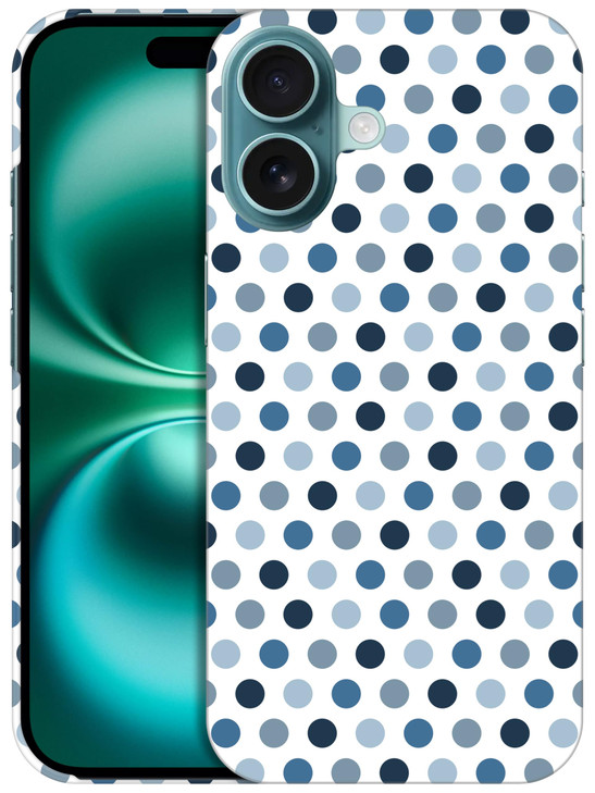 SuzaCase Back Case for iPhone 16 iPhone 16 Case with Stylish Polka Dots Blue Design Printed Cute Sleek Durable Hardshell