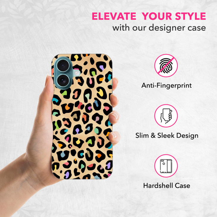 SuzaCase Back Case for iPhone 16 Plus iPhone 16 Plus Case Stylish Leopard Skin Multicolor Pattern Design Printed Cute Sl