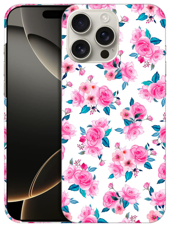 SuzaCase Back Case for iPhone 16 Pro Max iPhone 16 Pro Max Case Stylish Rose Floral Pattern Pink Design Printed Cute Sle