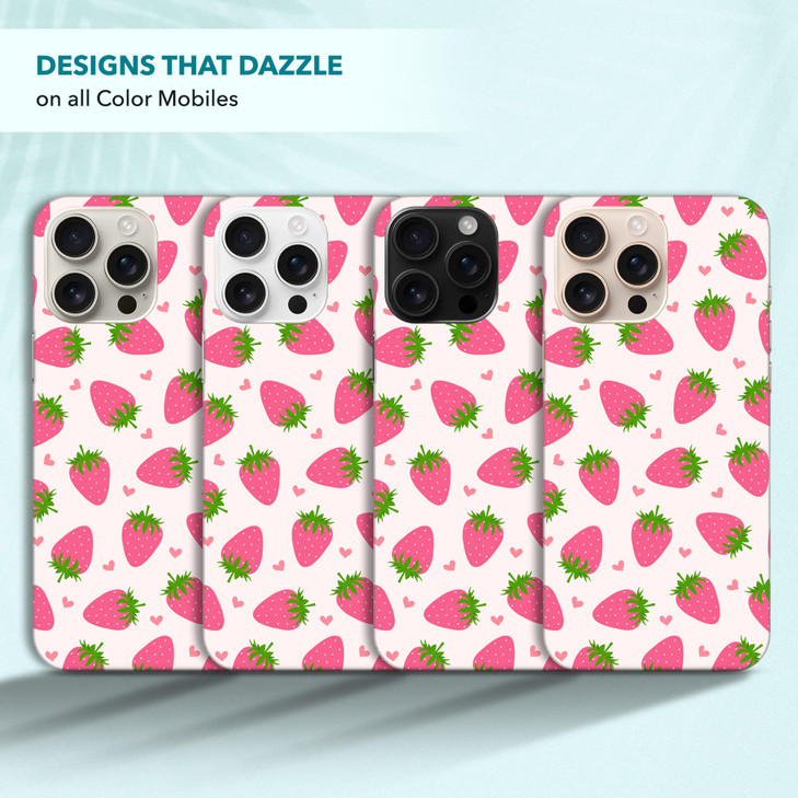 SuzaCase Back Case for iPhone 16 Pro Max iPhone 16 Pro Max Case Stylish Strawberry Pink Pattern Design Printed Cute Slee