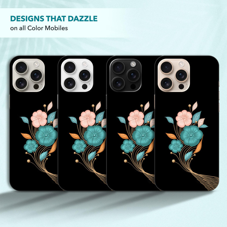 SuzaCase Back Case for iPhone 16 Pro Max iPhone 16 Pro Max Case Stylish Teal Floral Oil Painted Design Printed Cute Slee