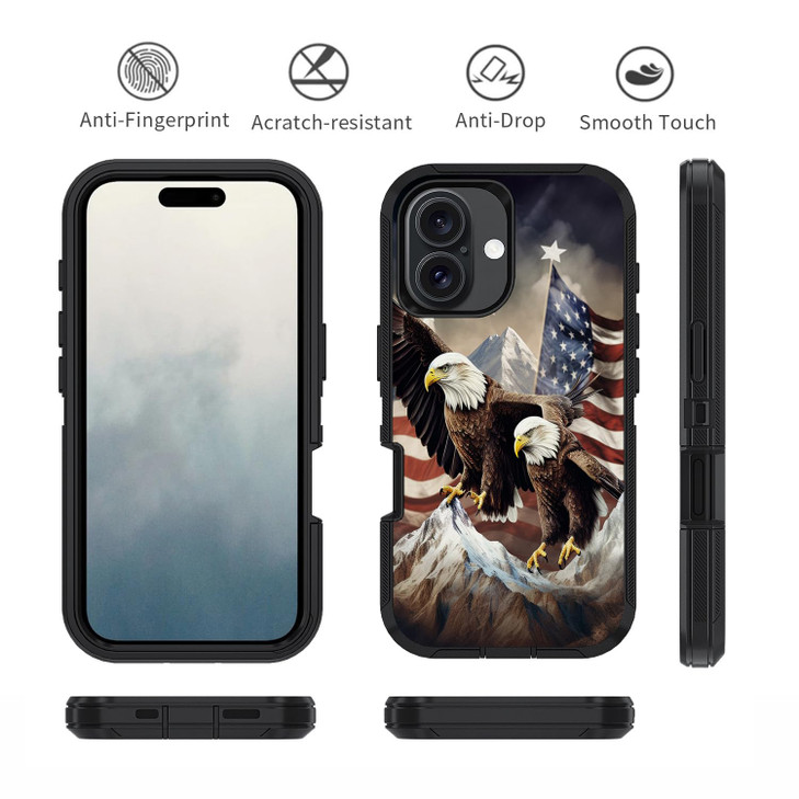 FVAENDHIO for iPhone 16 Case Heavy Duty 3 in 1 Hybrid Military Grade Shockproof Drop FullBody Protective Cover for iPhon