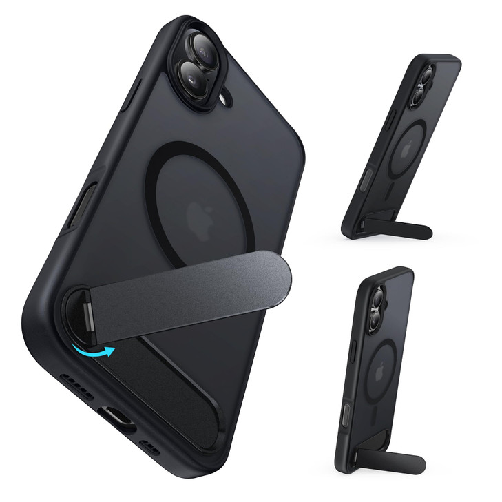 Niunisi for iPhone 16 61Inch with Magnetic Rotable Slim Kickstand Compatible with MagSafe Frosted Matte Shockproof Prote