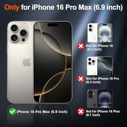 SUPFINE Magnetic for iPhone 16 Pro Max Case Compatible with MagSafe Military Grade Drop Protection Translucent Matte Sho