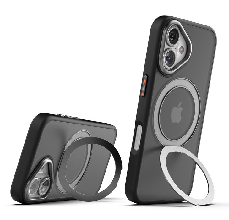 ENCASED Kickstand Case Compatible with iPhone 16 Compatible with MagSafe 360 Magnetic Rotating Stand Black