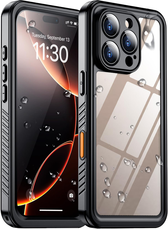 Temdan Compatible with iPhone 16 Pro Max Case Waterproof Builtin Screen Camera Protector IP68 Underwater Full Body 16FT