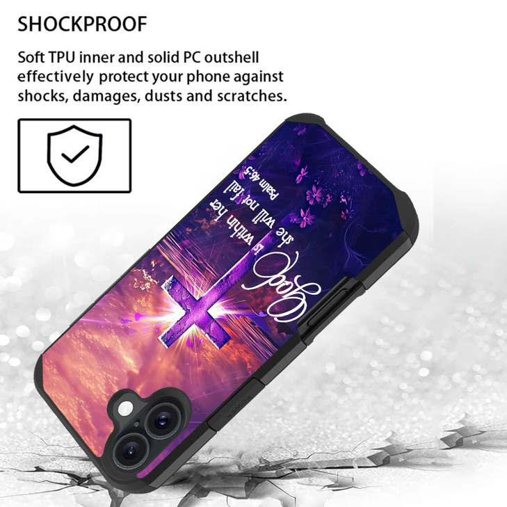 FQTBCEARI for iPhone 16 Plus Case Hybrid Hard PC Soft Silicone Heavy Duty Dual Layer Shockproof Drop FullBody Protective