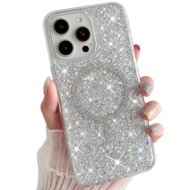 Sparkly for iPhone 16 Pro Case Glitter Compatible with MagSafe Shockproof Bling Phone Cover for Girls Speck iPhone 16 Pr
