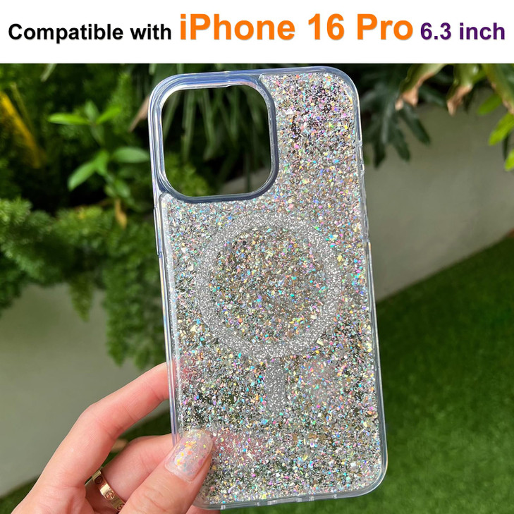 Sparkly for iPhone 16 Pro Case Glitter Compatible with MagSafe Shockproof Bling Phone Cover for Girls Speck iPhone 16 Pr