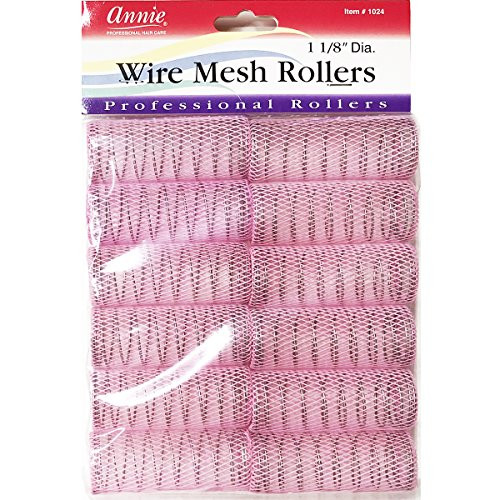 Annie Wire Mesh Rollers #1024, 12 Count Pink Large 1 1/8 Inch (2 Pack)