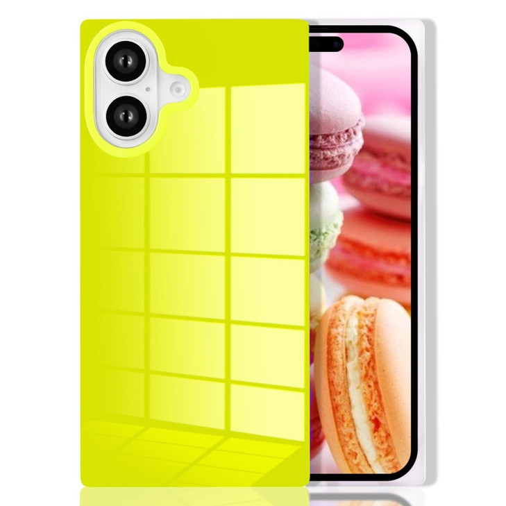 Omorro Compatible with iPhone 16 Neon Rectangle Case for Women Bright Fluorescence Luxury Designer Flexible Soft Slim Ru