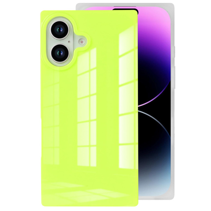 Omorro Compatible with iPhone 16 Neon Rectangle Case for Women Bright Fluorescence Luxury Designer Flexible Soft Slim Ru