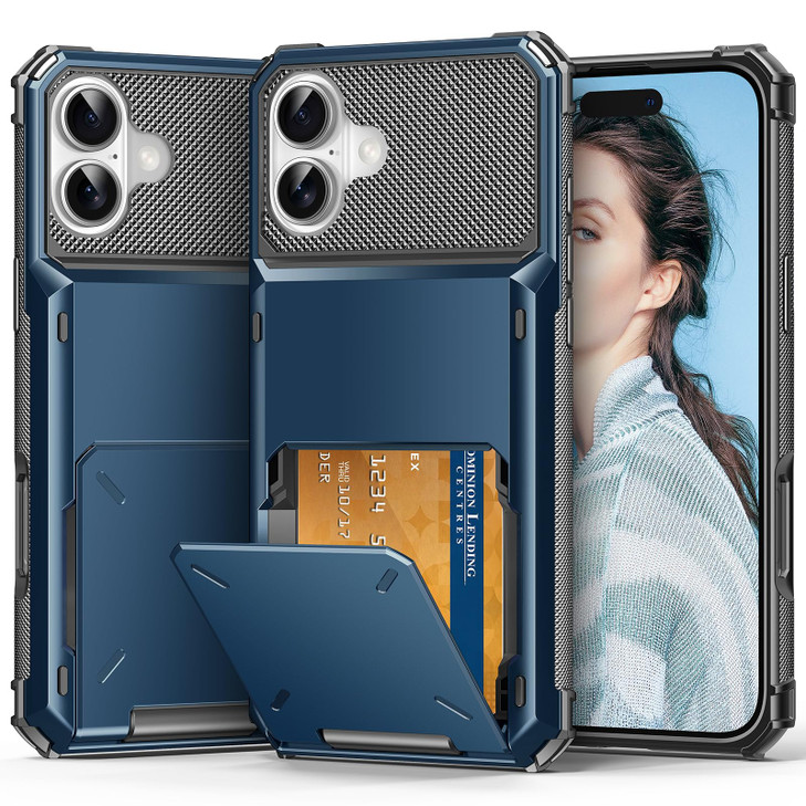 TOPAUX for iPhone 16 Wallet Case 5 Credit Card Holder Flip Cover ID Slot Back Pocket Compartment Dual Layer Shock Absorp