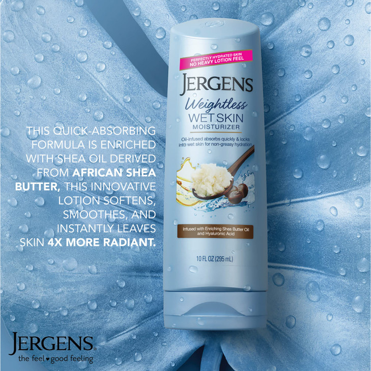 Jergens Wet Skin Body Moisturizer with Shea Butter Oil, Pure Shea Butter In Shower Bod Lotion, Moisturizer for Dry Skin, Fast-Absorbing, Non-Sticky,