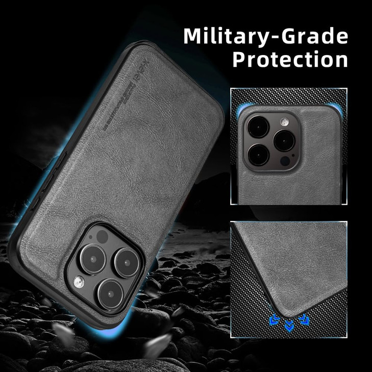 Xlevel for iPhone 16 Pro CasePU Leather Wireless Charging Slim Fit Elegant NonSlip Shockproof Protective Phone Case Cove