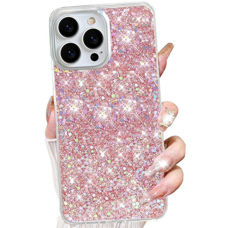 Changjia for iPhone 16 Pro Glitter Case Cute Bling Sparkle Sparkly Shiny Reflective Soft TPU Silicone Bumper Shockproof