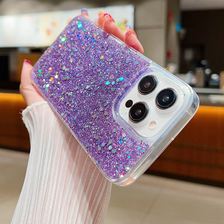 Changjia for iPhone 16 Pro Max Glitter CaseCute Bling Sparkle Sparkly Shiny Reflective Soft TPU Silicone Bumper Shockpro