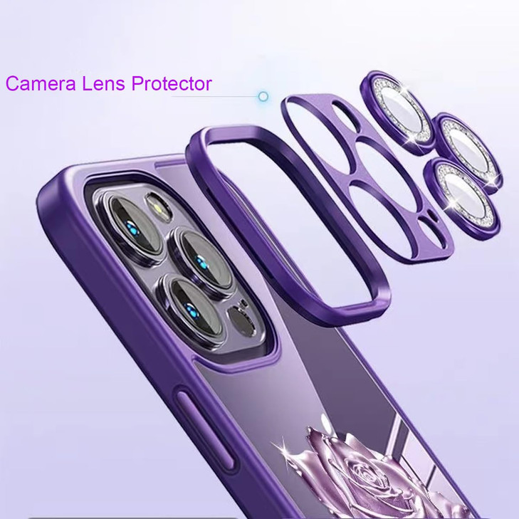 AuroiCCY Floral Case for iPhone 16 Plus Cute Clear Case Aesthetic Flower Patterns Shockproof Protective Soft Edge Cover