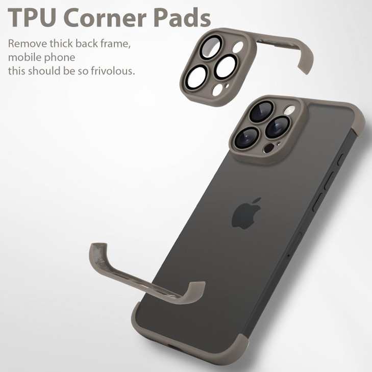 aidvaia Frameless Phone Case Compatible with iPhone 16 Pro Max Case with Lens Camera Protector Soft TPU Silicone Four Co