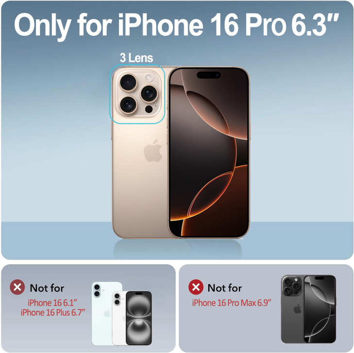 Benbenjaytek for iPhone 16 Pro Clear Wallet Case with 2X Screen Protector Heavy Duty Shockproof Protection Card Holder C