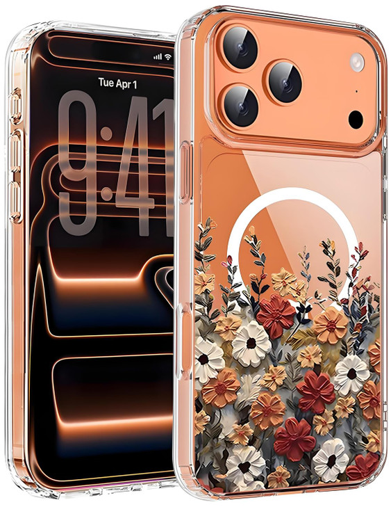TXXO for iPhone 17 Pro Max Case Clear Cute Flowers for iPhone 17 pro max Phone Case Floral Compatible with MagSafe Slim