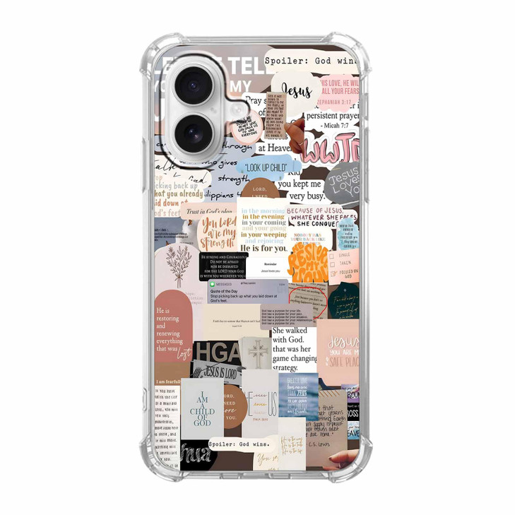 malegaon Christian Bible Verse Case for iPhone 16 PlusJesus Quote CollageSoft TPU Full Cover Case for iPhone 16 Plus