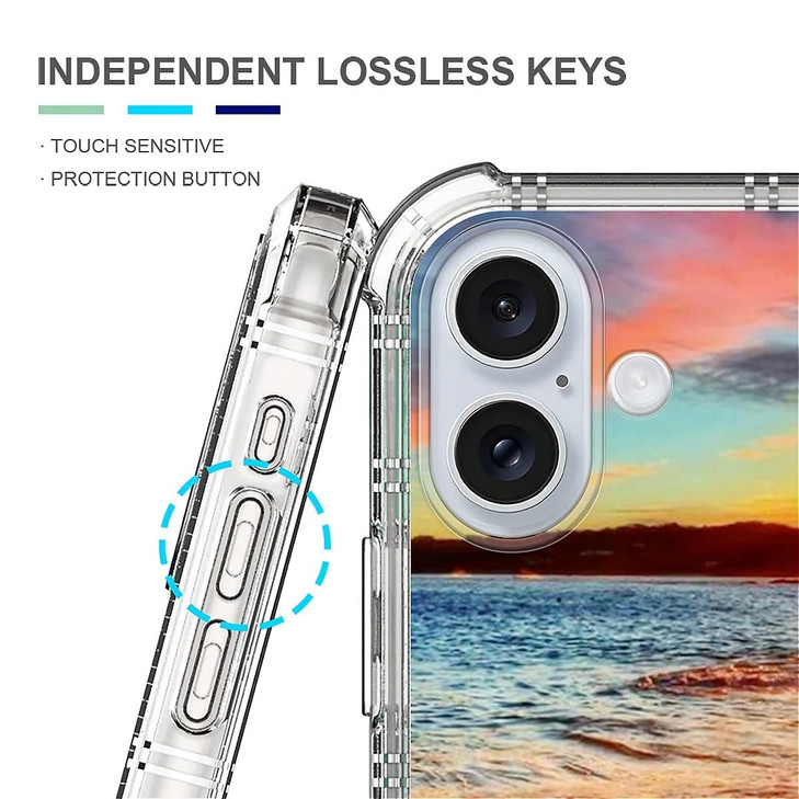 DAIZAG Clear Case Compatible with iPhone 16 PlusBeach Scenery Cute Soft Silicone Floral Print Clear Protective Cover
