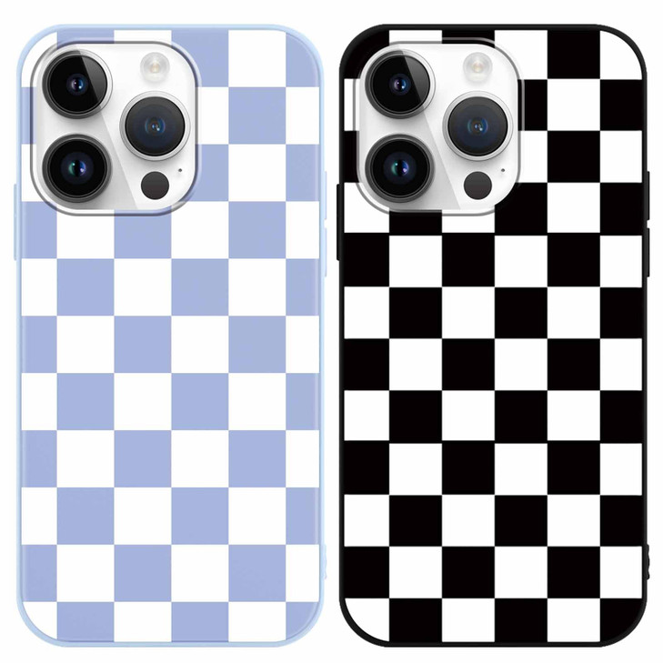 Yomjew 2 Pack Checkerboard Phone Case for 69 iPhone 16 Pro Max inches Grid Checkered Chess Soft Slim Shockproof Silicone