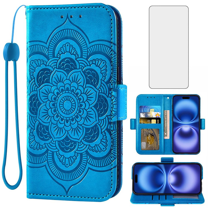 Asuwish Compatible with iPhone 16 61 inch Wallet Case and Tempered Glass Screen Protector Leather Flip Credit Card Holde