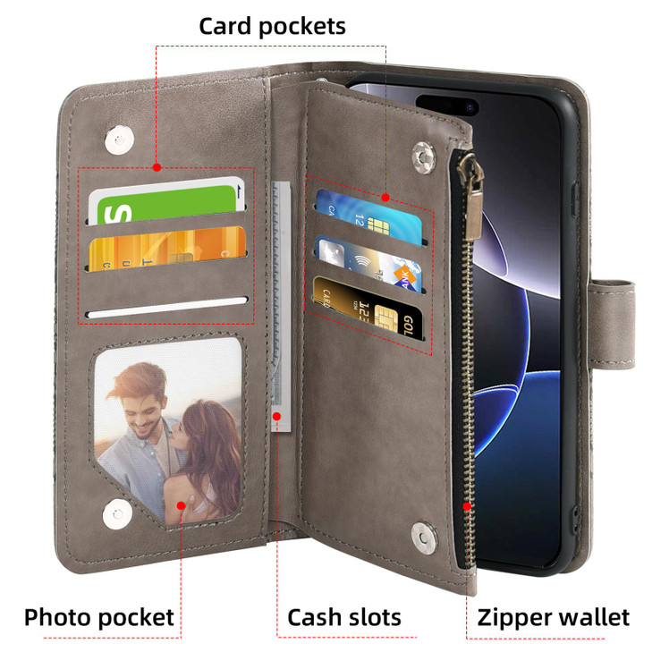 Asuwish Compatible with iPhone 16 Pro Max 69 inch Wallet Case and Tempered Glass Screen Protector Flower Flip Card Holde