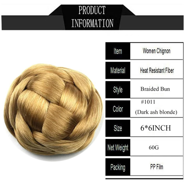 Ayina Large Size Scrunchie Synthetic Hair Chignon Bun Donut Straight Updo Braided Hairpieces Clip in Hair Bun Wedding Extensions for Afro Black Women