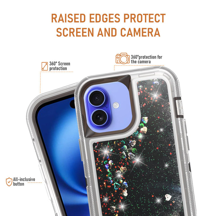 Asuwish Phone Case Compatible with iPhone 16 Plus 67 inch Screen Protector Bling Liquid Glitter Clear Hybrid Silicone Mi